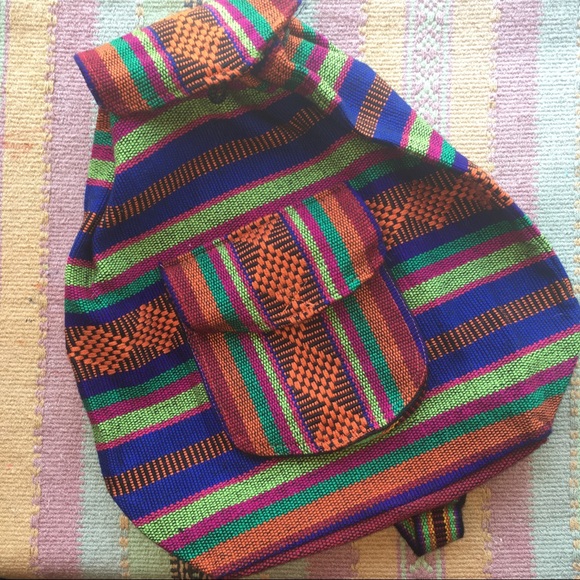 Handbags - Mexican Woven Boho Hippie Multicolor Backpack Bag